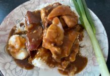 red pork on rice