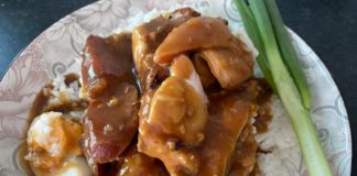 red pork on rice